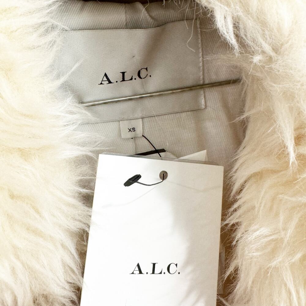 A.L.C. Faux Shearling Winston Hooded Toggle Closure Coat Cream Size XS NWT - Picture 11 of 15
